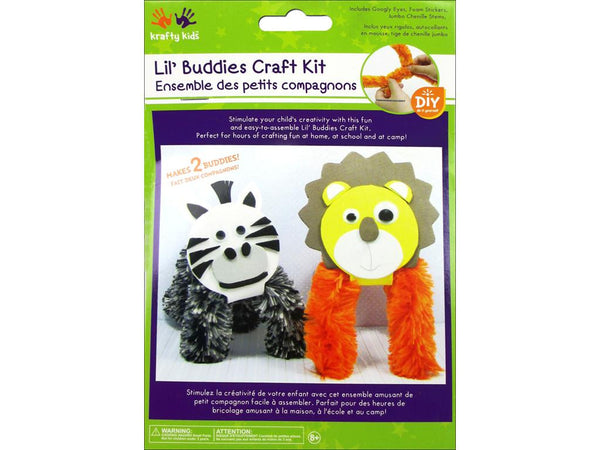 Multicraft Krafty Kids DIY Craft Kit Lil' Buddies Lion/Zebra